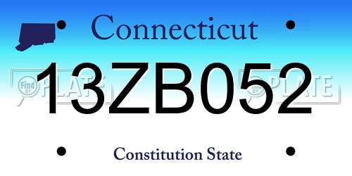 13ZB052 Connecticut License Plate