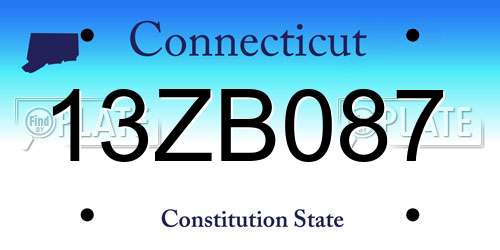 13ZB087 Connecticut License Plate