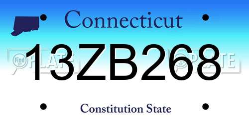 13ZB268 Connecticut License Plate