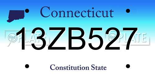13ZB527 Connecticut License Plate