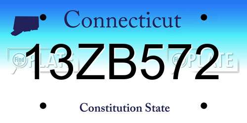 13ZB572 Connecticut License Plate