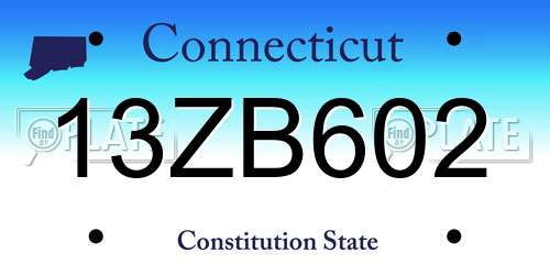 13ZB602 Connecticut License Plate