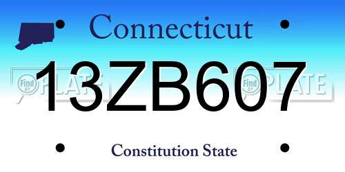 13ZB607 Connecticut License Plate