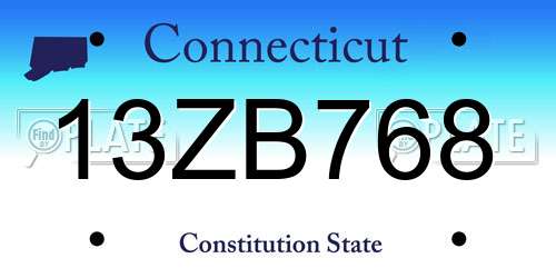13ZB768 Connecticut License Plate