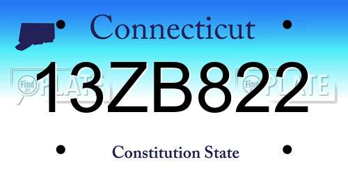 13ZB822 Connecticut License Plate