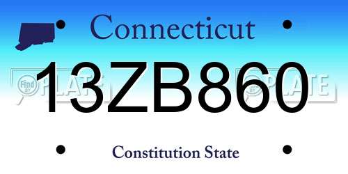 13ZB860 Connecticut License Plate