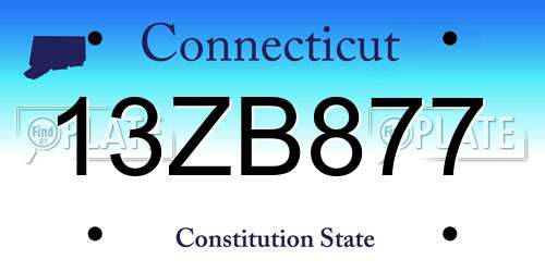 13ZB877 Connecticut License Plate