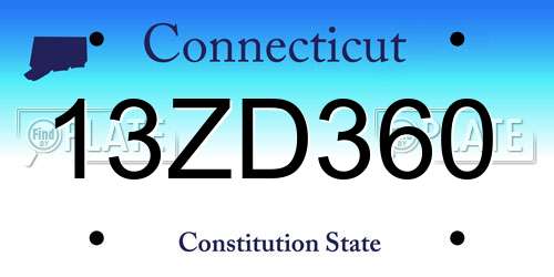 13ZD360 Connecticut License Plate