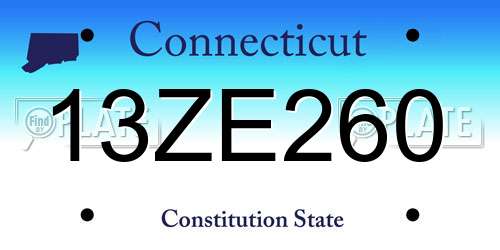 13ZE260 Connecticut License Plate