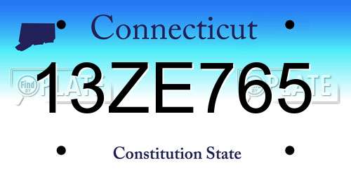13ZE765 Connecticut License Plate