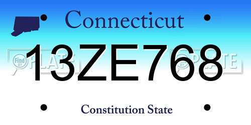 13ZE768 Connecticut License Plate