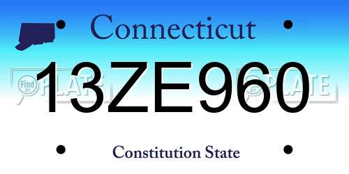 13ZE960 Connecticut License Plate