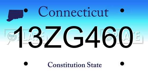 13ZG460 Connecticut License Plate