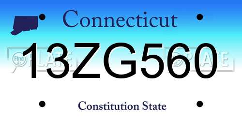 13ZG560 Connecticut License Plate