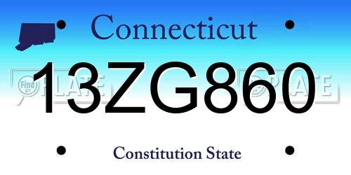 13ZG860 Connecticut License Plate
