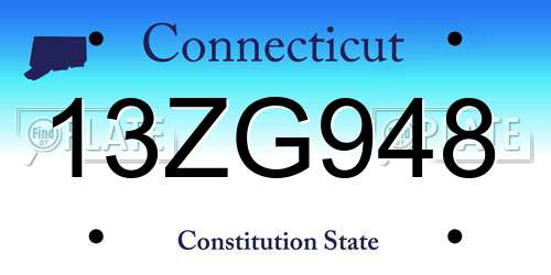 13ZG948 Connecticut License Plate