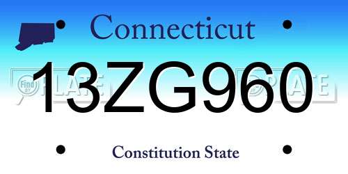 13ZG960 Connecticut License Plate