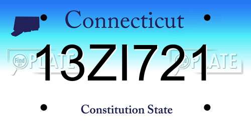 13ZI721 Connecticut License Plate