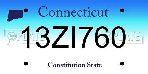 13ZI760 Connecticut License Plate