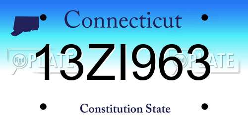 13ZI963 Connecticut License Plate