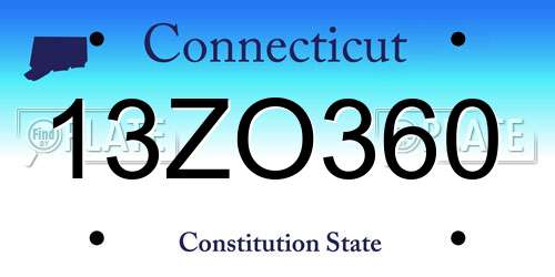 13ZO360 Connecticut License Plate