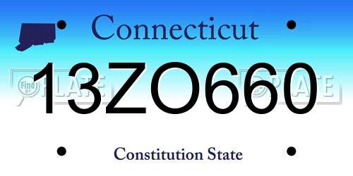 13ZO660 Connecticut License Plate