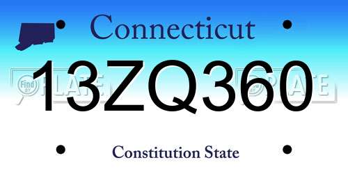 13ZQ360 Connecticut License Plate
