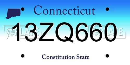 13ZQ660 Connecticut License Plate