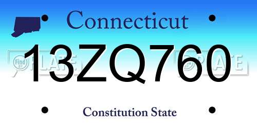 13ZQ760 Connecticut License Plate