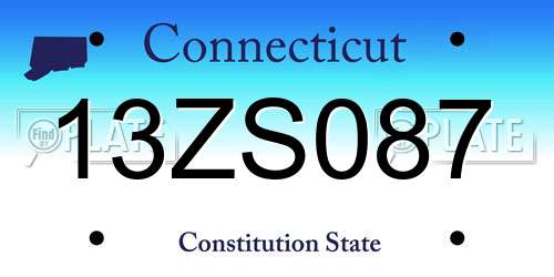 13ZS087 Connecticut License Plate