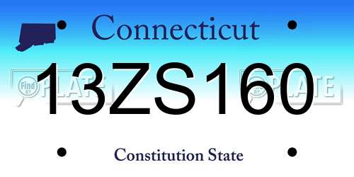 13ZS160 Connecticut License Plate