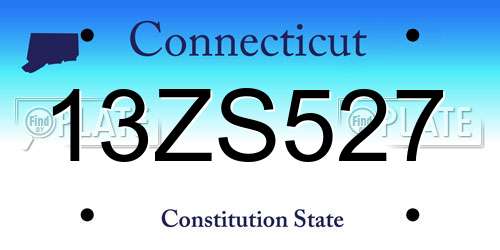 13ZS527 Connecticut License Plate