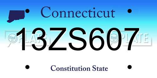 13ZS607 Connecticut License Plate