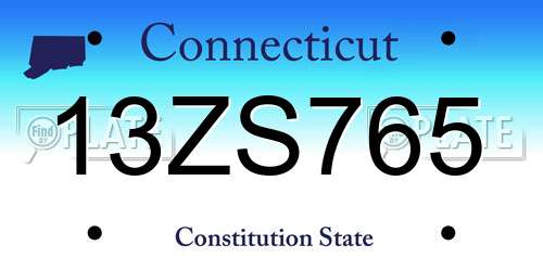 13ZS765 Connecticut License Plate