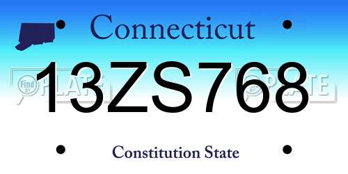 13ZS768 Connecticut License Plate