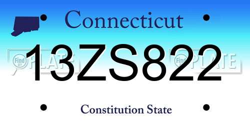 13ZS822 Connecticut License Plate