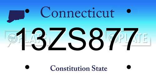 13ZS877 Connecticut License Plate