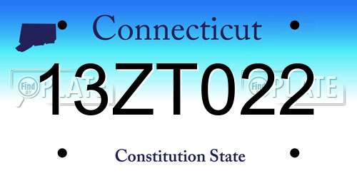 13ZT022 Connecticut License Plate