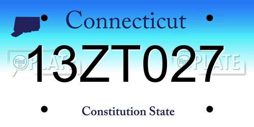 13ZT027 Connecticut License Plate