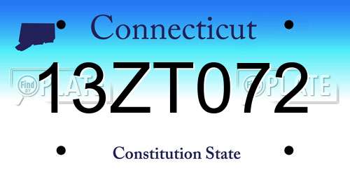 13ZT072 Connecticut License Plate