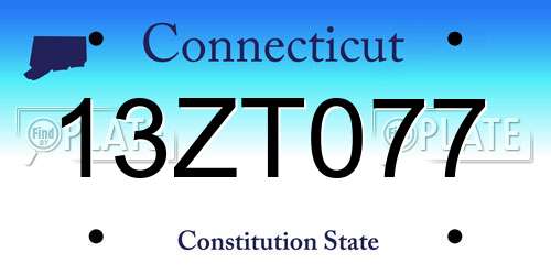 13ZT077 Connecticut License Plate