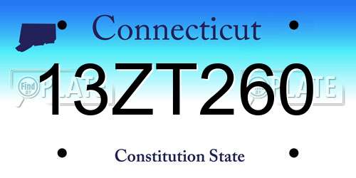 13ZT260 Connecticut License Plate