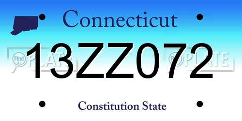 13ZZ072 Connecticut License Plate