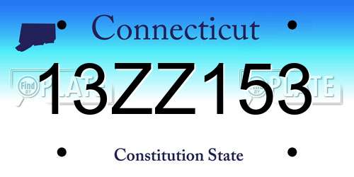13ZZ153 Connecticut License Plate