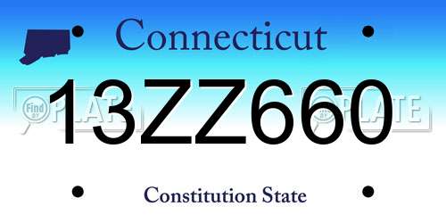 13ZZ660 Connecticut License Plate