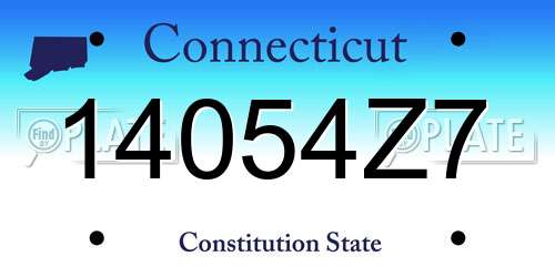 14054Z7 Connecticut License Plate