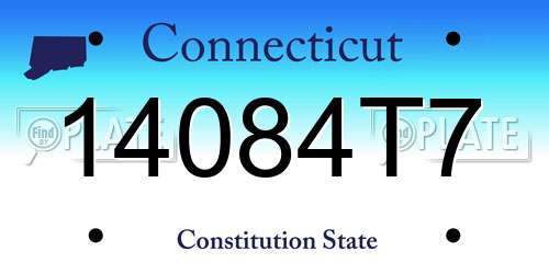 14084T7 Connecticut License Plate