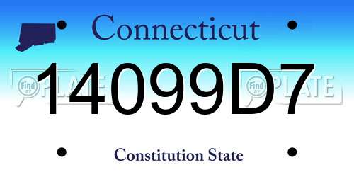 14099D7 Connecticut License Plate