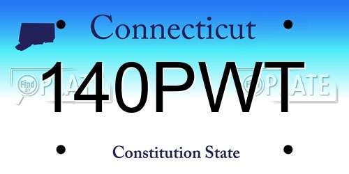 140PWT Connecticut License Plate