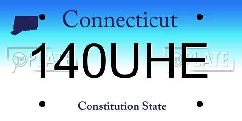 140UHE Connecticut License Plate